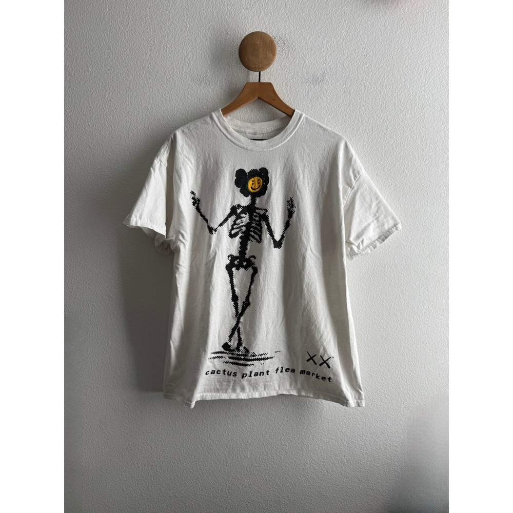 Cactus Plant Flea Market x KAWS Skeleton Graphic T-Shirt White Mens XL